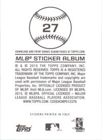 2015 Topps Stickers #27 Masahiro Tanaka Back