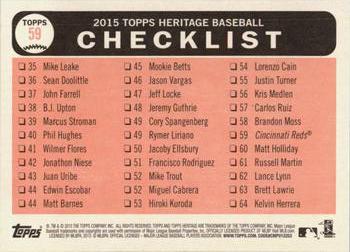 2015 Topps Heritage #59 4th Place NL Central Division Back