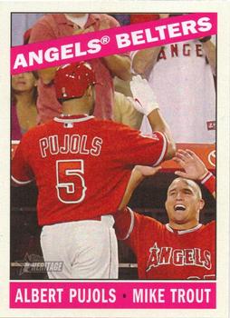2015 Topps Heritage #99 Angels Belters (Mike Trout / Albert Pujols) Front