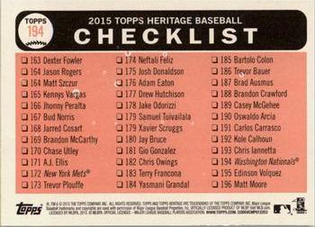 2015 Topps Heritage #194 1st Place NL East Division Back