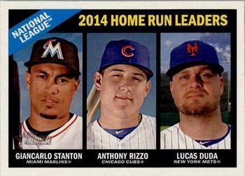 2015 Topps Heritage #217 National League 2014 Home Run Leaders (Lucas Duda / Anthony Rizzo / Giancarlo Stanton) Front