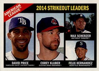 2015 Topps Heritage #226 American League 2014 Strikeout Leaders (Felix Hernandez / David Price / Max Scherzer / Corey Kluber) Front