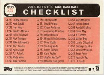 2015 Topps Heritage #259 5th Place AL East Division Back