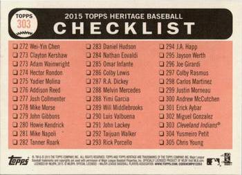 2015 Topps Heritage #303 3rd Place AL Central Division Back