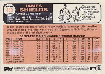 2015 Topps Heritage #460 James Shields Back
