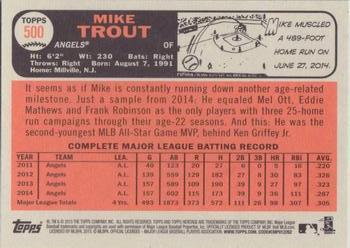2015 Topps Heritage #500 Mike Trout Back