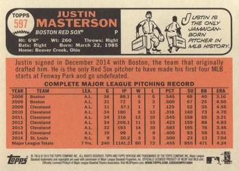 2015 Topps Heritage #597 Justin Masterson Back