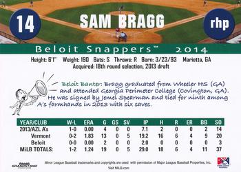 2014 Grandstand Beloit Snappers #NNO Sam Bragg Back