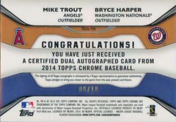 2014 Topps Chrome - Dual Autographs #TDA-TH Bryce Harper / Mike Trout Back