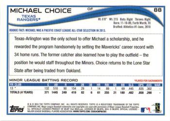 2014 Topps Chrome - Rookie Autographs #88 Michael Choice Back