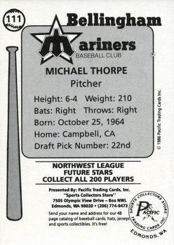 1986 Cramer Bellingham Mariners #111 Michael Thorpe Back