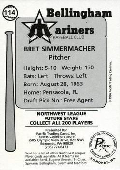 1986 Cramer Bellingham Mariners #114 Bret Simmermacher Back