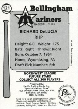 1986 Cramer Bellingham Mariners #121 Richard DeLucia Back