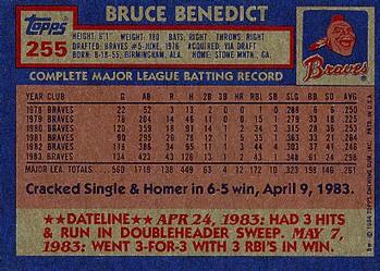 1984 Topps #255 Bruce Benedict Back