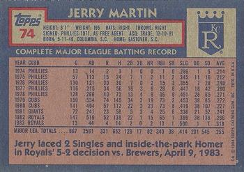 1984 Topps #74 Jerry Martin Back