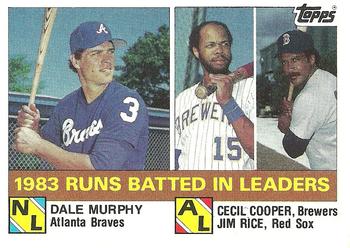 1984 Topps #133 1983 Runs Batted In Leaders (Dale Murphy / Cecil Cooper / Jim Rice) Front