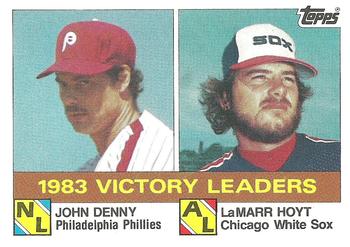 1984 Topps #135 1983 Victory Leaders (John Denny / LaMarr Hoyt) Front