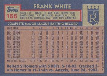 1984 Topps #155 Frank White Back