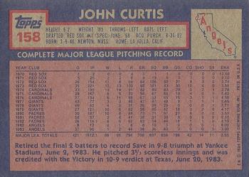 1984 Topps #158 John Curtis Back