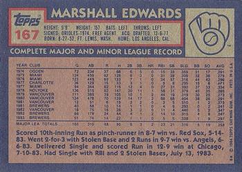 1984 Topps #167 Marshall Edwards Back