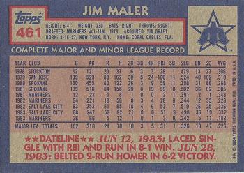 1984 Topps #461 Jim Maler Back