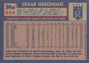 1984 Topps #544 Cesar Geronimo Back