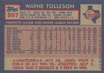 1984 Topps #557 Wayne Tolleson Back