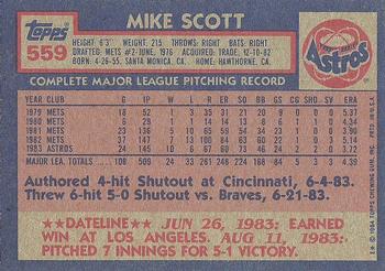 1984 Topps #559 Mike Scott Back