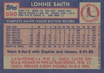 1984 Topps #580 Lonnie Smith Back