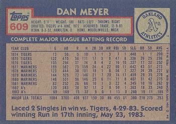 1984 Topps #609 Dan Meyer Back