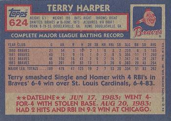1984 Topps #624 Terry Harper Back