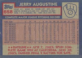 1984 Topps #658 Jerry Augustine Back