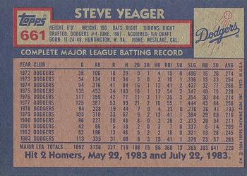 1984 Topps #661 Steve Yeager Back