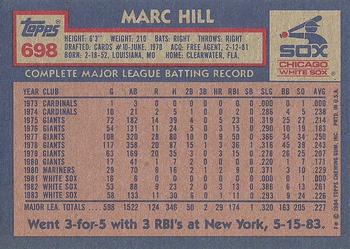 1984 Topps #698 Marc Hill Back