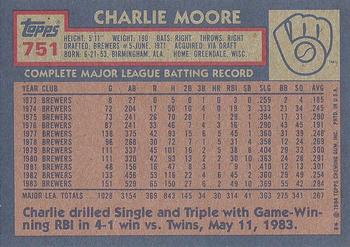 1984 Topps #751 Charlie Moore Back