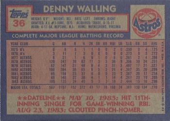 1984 Topps #36 Denny Walling Back