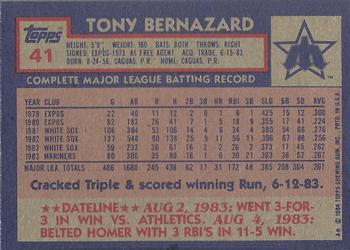 1984 Topps #41 Tony Bernazard Back