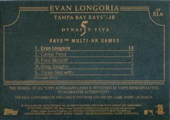 2014 Topps Dynasty #APEL6 Evan Longoria Back
