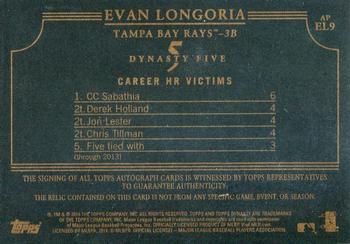 2014 Topps Dynasty #APEL9 Evan Longoria Back