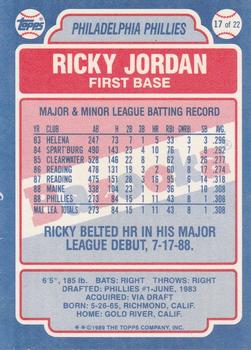 1989 Topps Bazooka #17 Ricky Jordan Back
