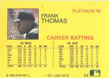 1992 Star Platinum #24 Frank Thomas Back