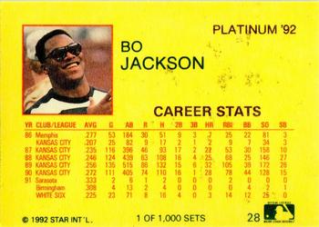 1992 Star Platinum #28 Bo Jackson Back