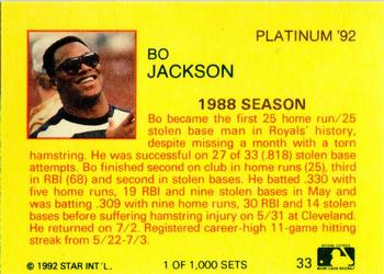 1992 Star Platinum #33 Bo Jackson Back