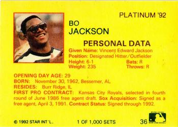 1992 Star Platinum #36 Bo Jackson Back