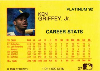 1992 Star Platinum #37 Ken Griffey Jr. Back