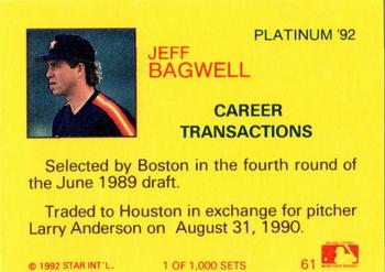 1992 Star Platinum #61 Jeff Bagwell Back