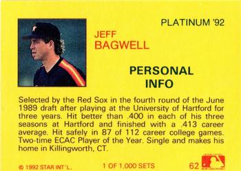 1992 Star Platinum #62 Jeff Bagwell Back
