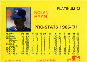 1992 Star Platinum #82 Nolan Ryan Back