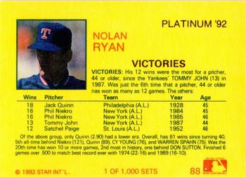 1992 Star Platinum #88 Nolan Ryan Back