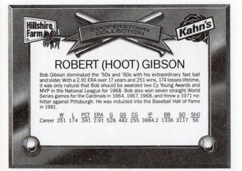 1989 Kahn's/Hillshire Farm Cooperstown Collection #NNO Bob Gibson Back